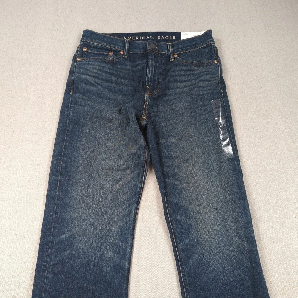 American Eagle Jeans Mens 30x32 Blue Original Straight Distressed New